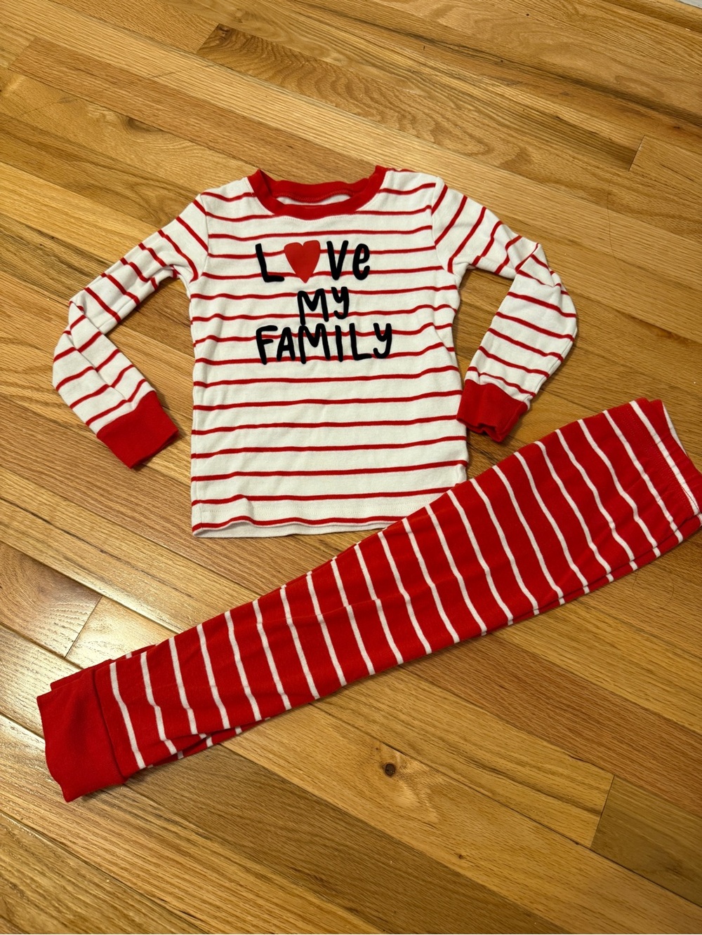 Carter's Red & White Striped "Love My Family" Pajama Set